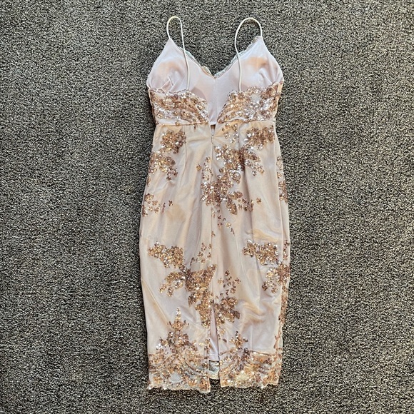 Champagne gold midi dress size small - Picture 2 of 5